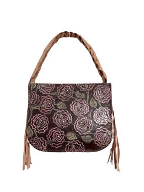 The Rowdy Rose Hand Tooled Leather Roses Real Rabbit Fur Fringe